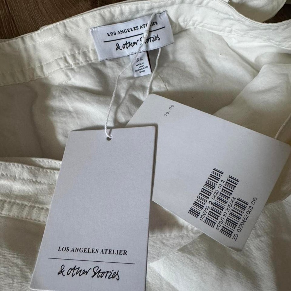 & Other Stories NWT White Linen Blend Wrap Skirt with tie waist Size 10 - Picture 3 of 5